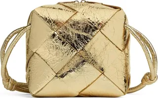 Bottega Veneta Mini Metallic Leather Cassette Camera Bag