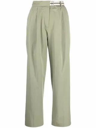 Belted Wide-Leg High-Waisted Trousers
