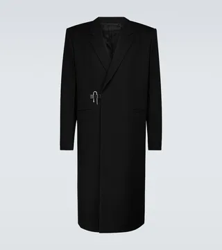 Textured wool coat with padlock
