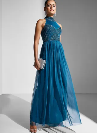 High Neck Embellished Dress