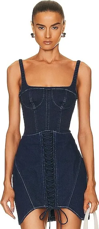 RtA Lourenco Corset Bodysuit in Blue