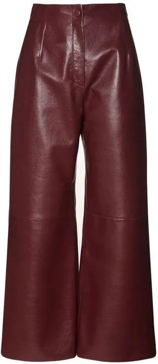 High rise flared leather pants