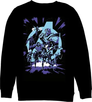 Men's Marvel Avengers: Endgame Galactic Battle Cartoon Sweatshirt - Black - Small