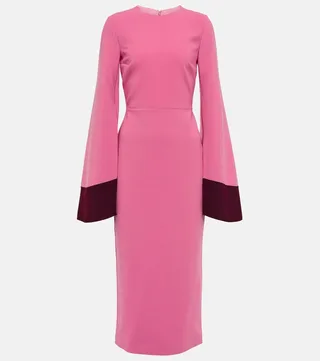 Colorblocked crepe midi dress