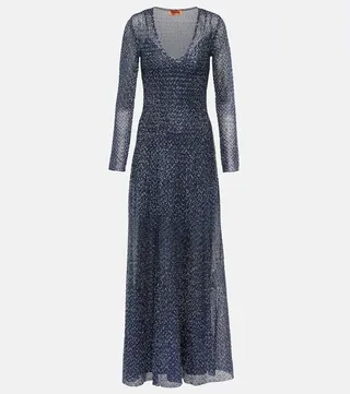 Metallic knit maxi dress