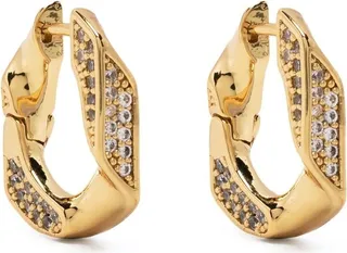 Crystal-Embellishment Hoop Earrings