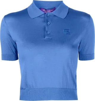 Cropped Silk Polo Shirt