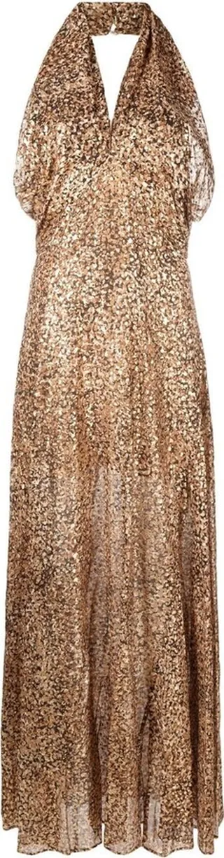 Leopard-Print Halter Dress