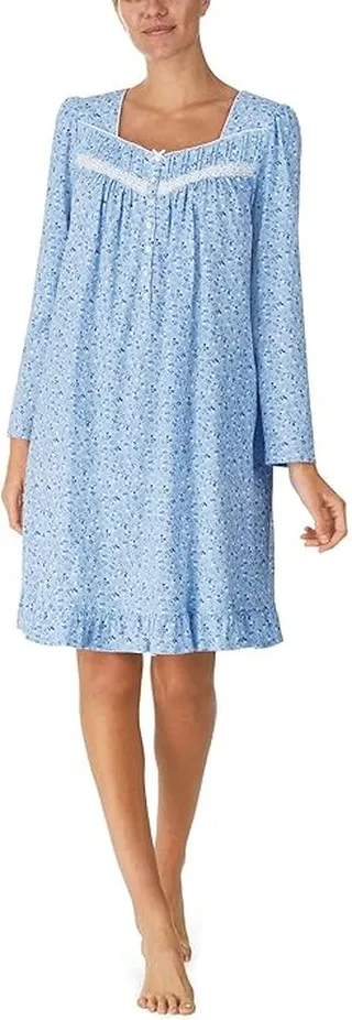 Eileen West Long Sleeve Short Gown (Crystal Blooms) Women's Pajama