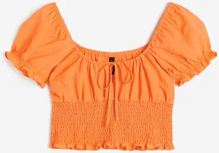 Puff-sleeved Smocked Blouse