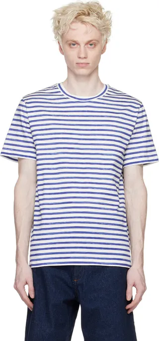 A.P.C. White & Blue Marineiho T-Shirt