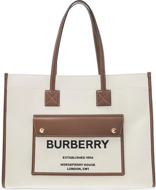 Burberry Logo Printed Medium Tote Bag