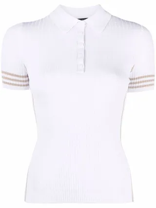 Peyton ribbed-knit polo shirt