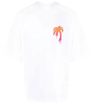 spray-effect logo-print T-shirt
