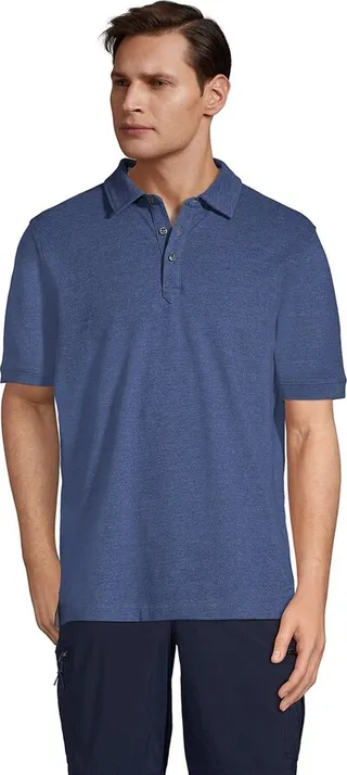 Lands' End Men's Tall CoolMax Mesh Short Sleeve Polo Shirt - Medium Tall - Deep Indigo Heather