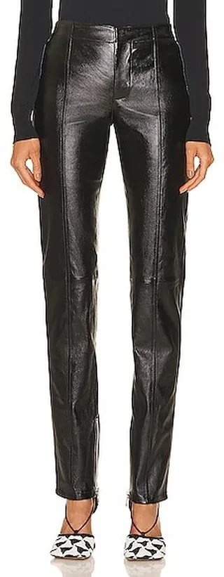 Bottega Veneta Stretch Shiny Leather Pants in Black