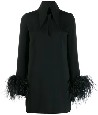 Michelle feather trim mini dress