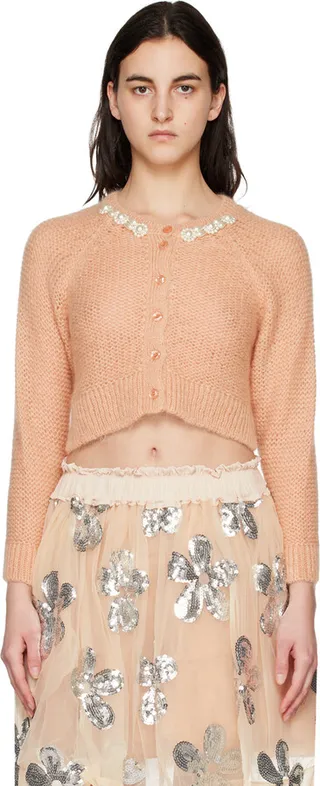 Simone Rocha Pink Embellished Cardigan