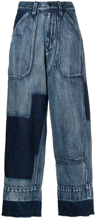 Patch-Detail Wide-Leg Jeans