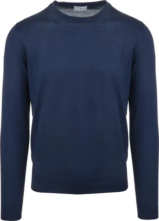 Pullover In Blue Cashmere And Silk
