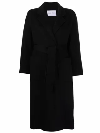 Tie-Fastening Oversized Coat