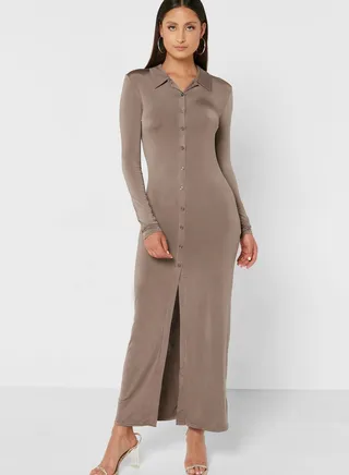 Button Detail Knitted Dress
