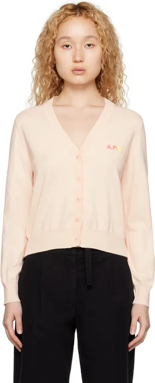 A.P.C. Pink Embroidered Cardigan