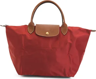 Le Pliage Original Nylon Tote With Leather Handles And Trim