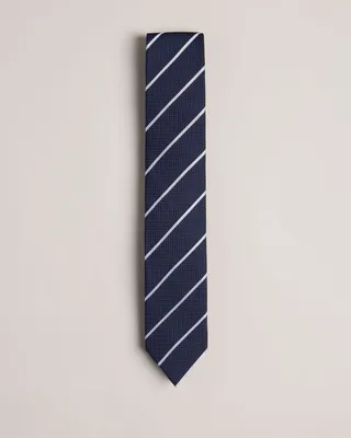 Striped Silk Tie in Navy