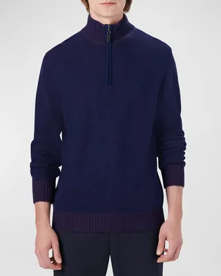 Men's Quarter-Zip Mock Neck Pullover Sweater