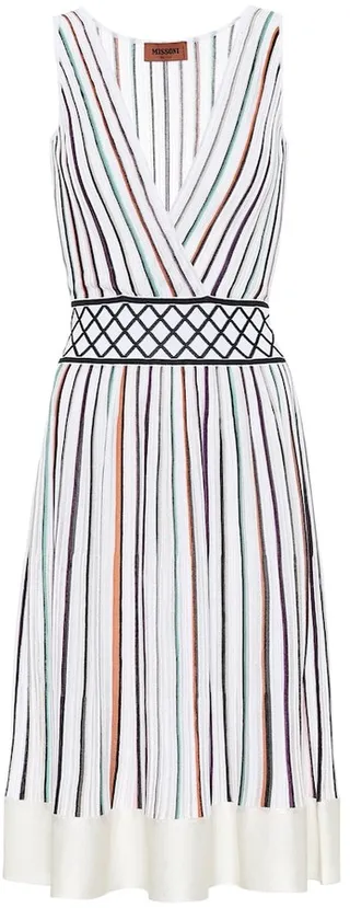 Striped stretch-silk dress