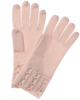 Forte Cashmere Pearl-Studded Cashmere Gloves