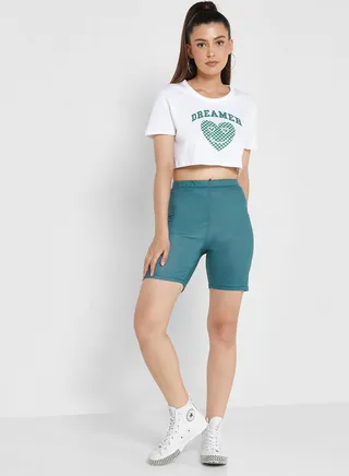 Graphic Cropped Tee & Shorts Set