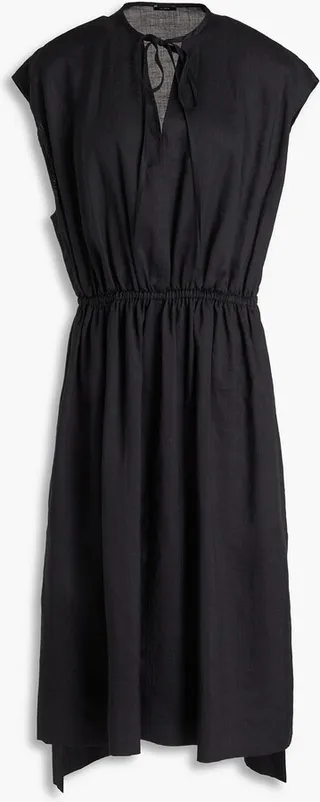 Delcie gathered ramie-voile midi dress