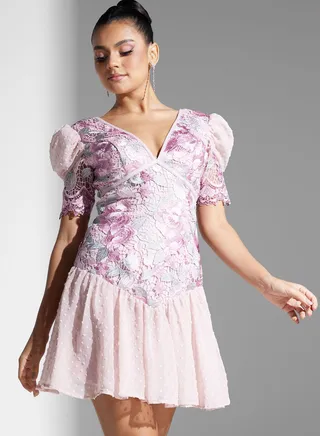 V-Neck Floral Printed Dress
