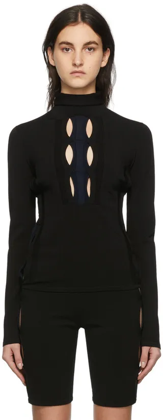 Dion Lee Black & Navy Double Hosiery Turtleneck