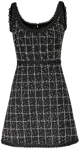Bouclé checked mini dress