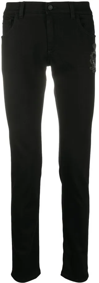 Skinny Jeans With Logo Embellishment