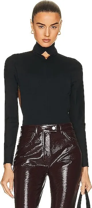 Courreges Open Back Milano Bodysuit in Black