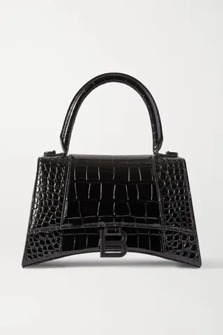 Balenciaga - Hourglass Small Croc-effect Leather Tote - Black
