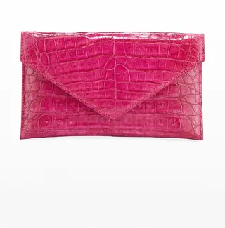 Flat Caiman Crocodile Envelope Clutch