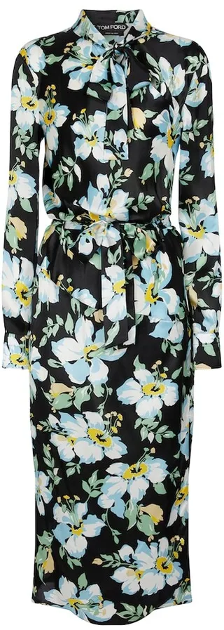 Floral silk midi dress