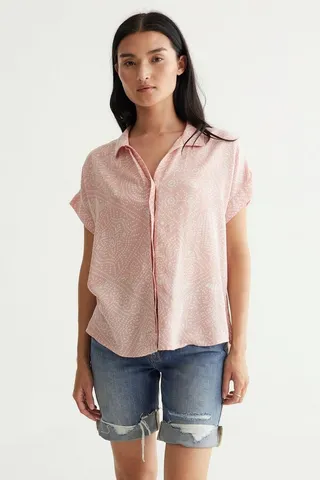 Short Sleeve Tie Front Shirt