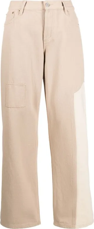Neutral Skater Panelled Wide-Leg Jeans