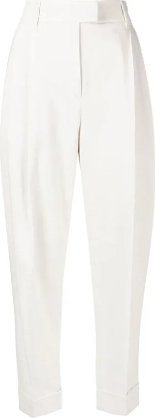 High-Waisted Cropped Tailored Trousers