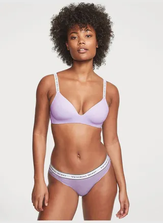 Logo Cotton Thong Panty