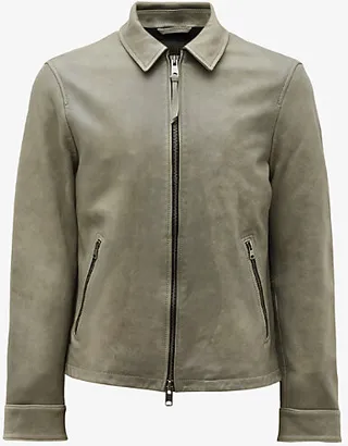 Mens Soft Green Toni Regular-fit Leather Jacket Xxl