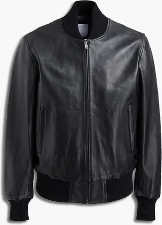 Leather bomber jacket