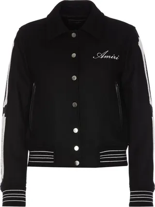 Amiri Logo Embroidered Buttoned Bomber Jacket