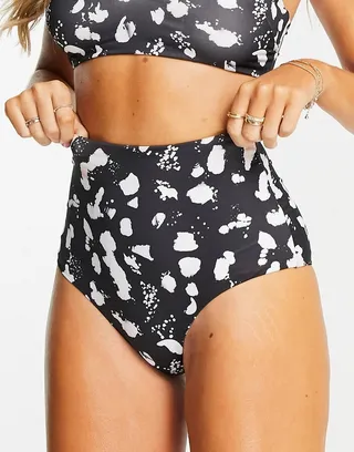 ASOS DESIGN mix and match high waist bikini bottom in mono spot print